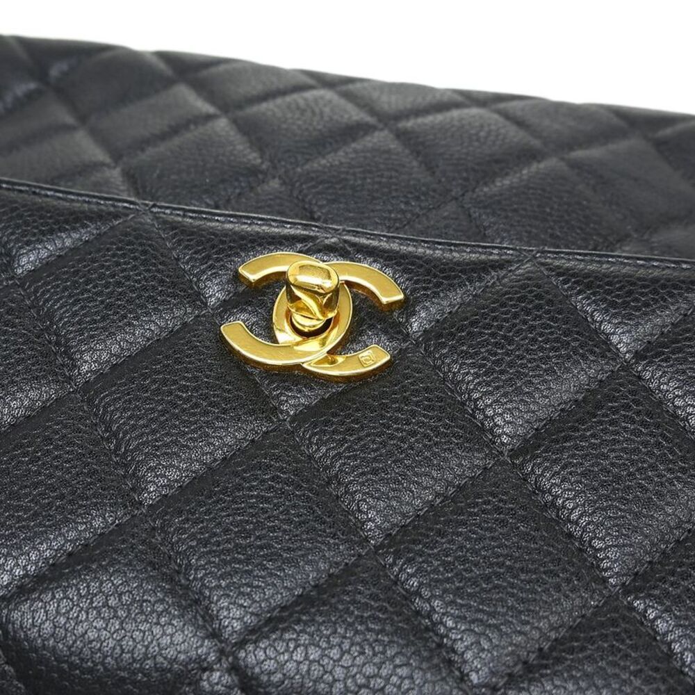 Chanel Vintage Classic Top Handle Flap Bag Quilted Caviar Black Leather Handbag - Picture 7 of 9